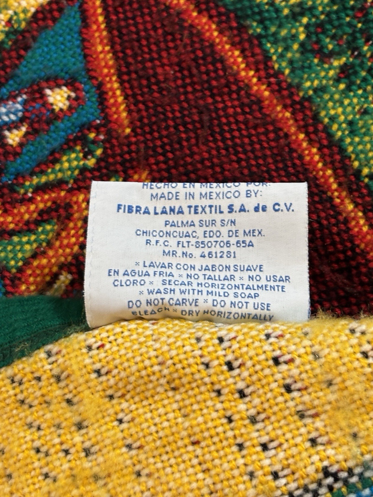 Vtg Monarca Mexico Aztec Sun Stone Calendar Blanket Tapestry Blue Queen/King