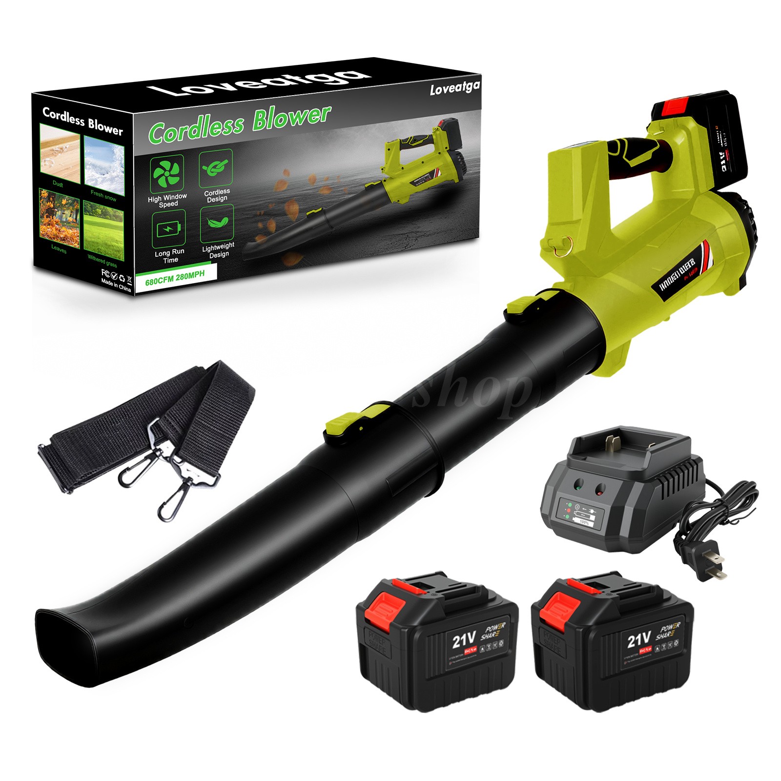 Leaf Blower Cordless 540 CFM Handheld Electric Leaf Blower with 2 Batteries 21V