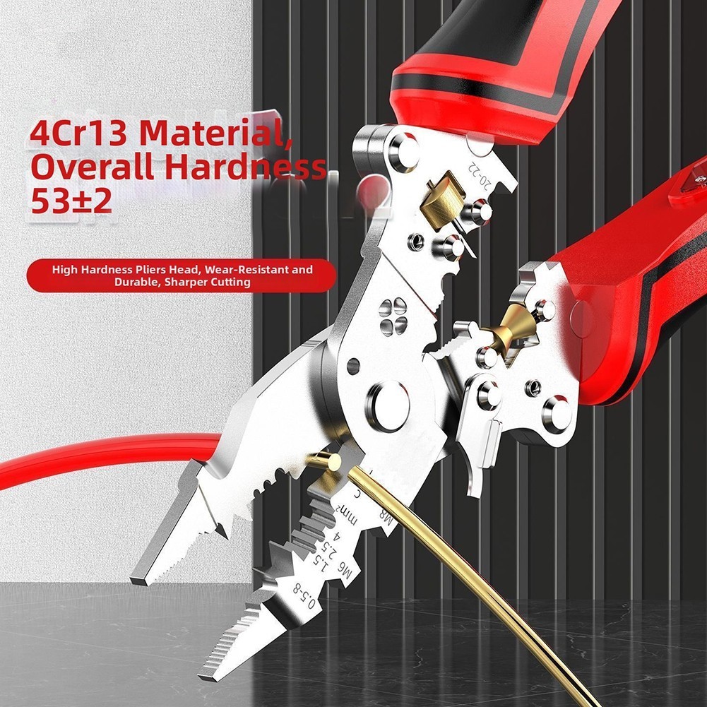 16-in-1 Wire Stripper with Voltage Detection for Stripping Twisting and Cutting