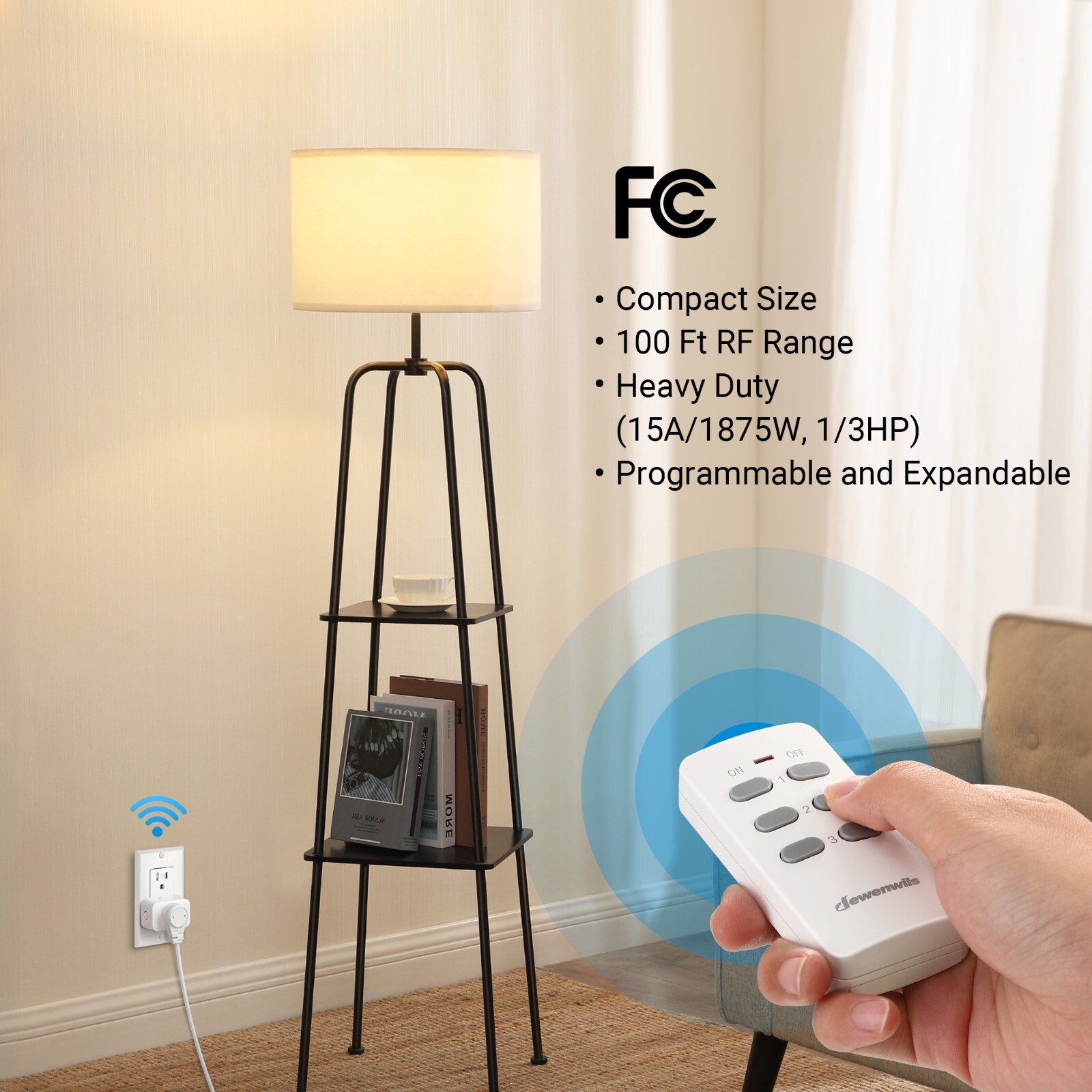 DEWENWILS Wireless Remote Control Outlet,Remote Light Switch,1 Remote 3 Outlets