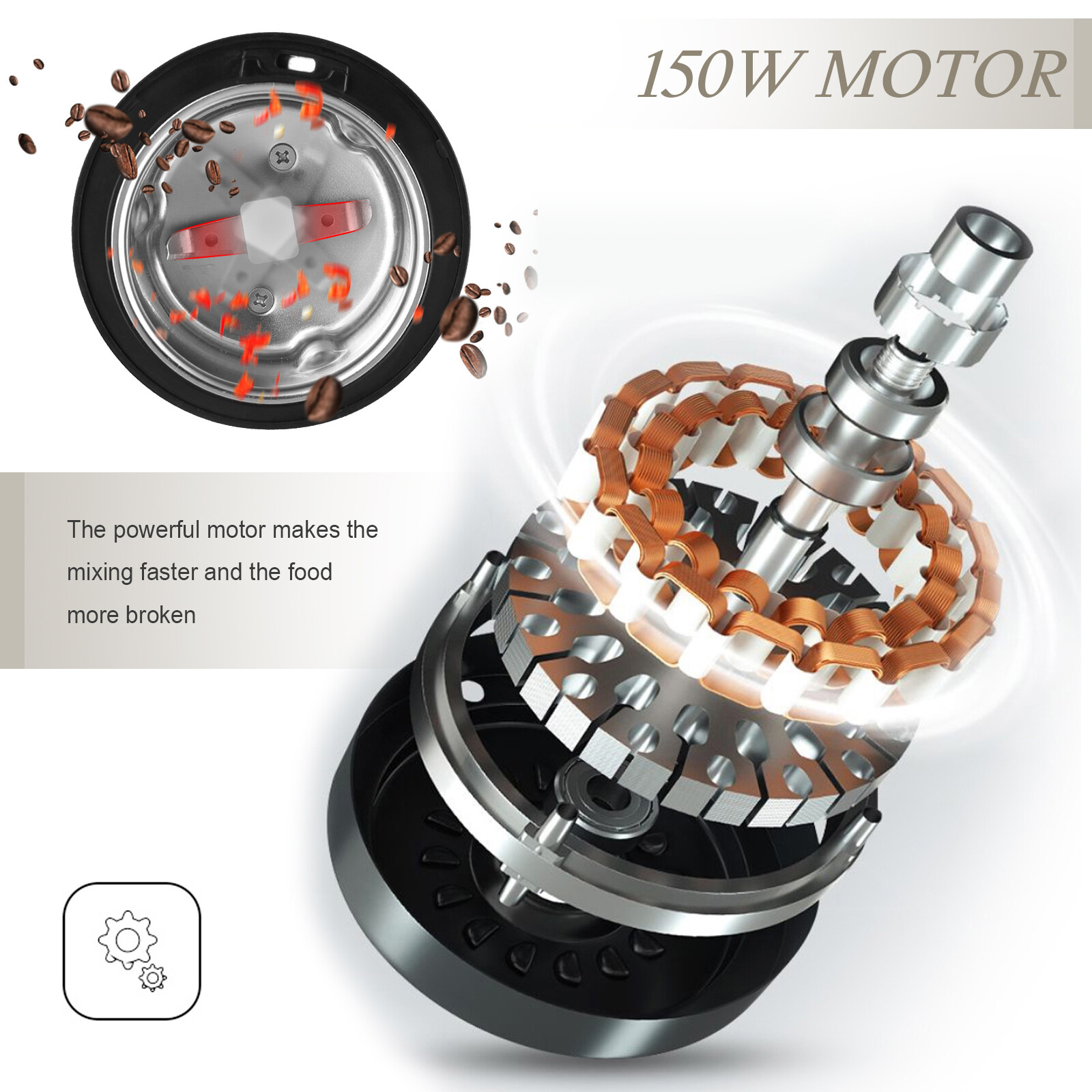 Portable Electric Coffee Grinder Bean Nut Grind Spice Crusher Mill Blender Cafe