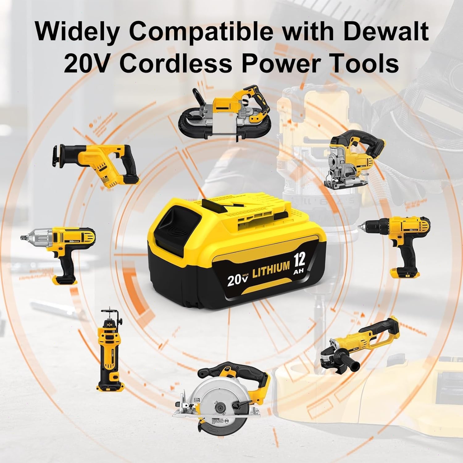 2Pack 12.0Ah For DeWalt 20V Max Lithium-Ion Battery AND Charger DCB206 DCB205