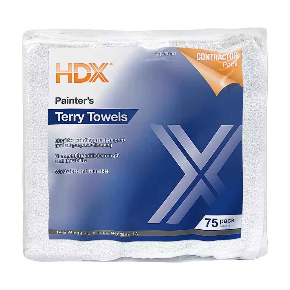 14 In. W X 14 In. L Cotton Painter’S Towels (75-Count)