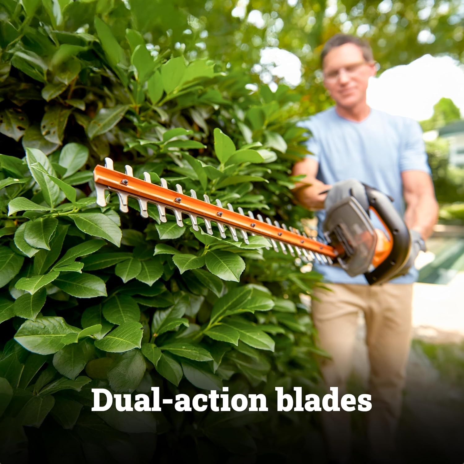 WORX 22″ Cordless Hedge Trimmer, Electric Hedge Trimmer with DualAction Blad…