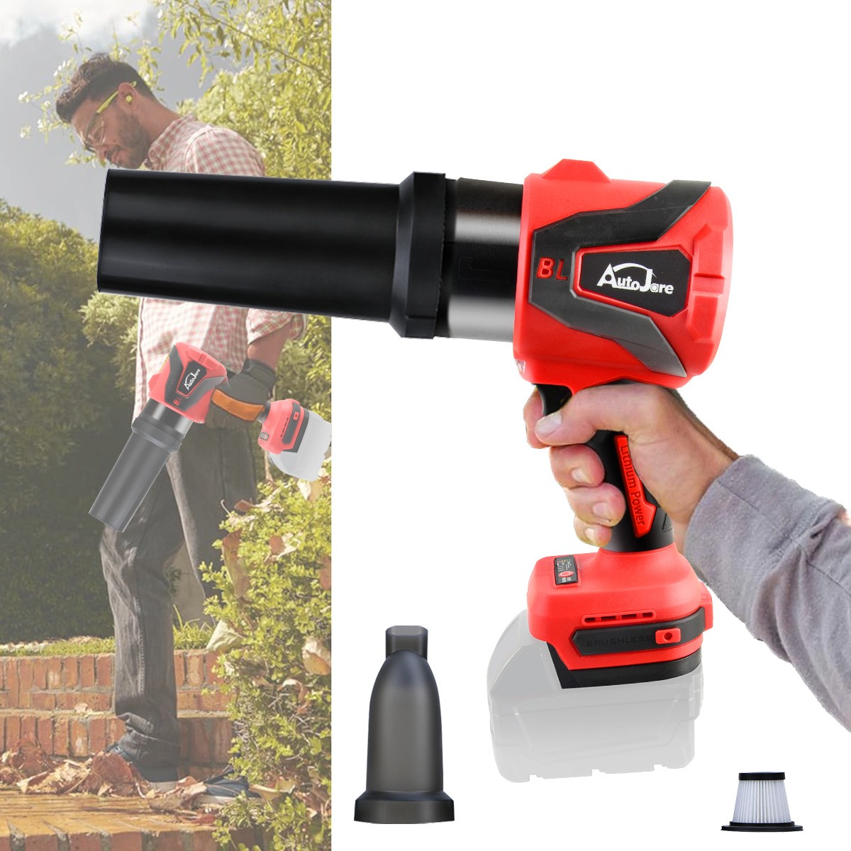 Cordless 2-in-1 Leaf Blower Handle Electric Blower for Milwaukee 18V Battery New