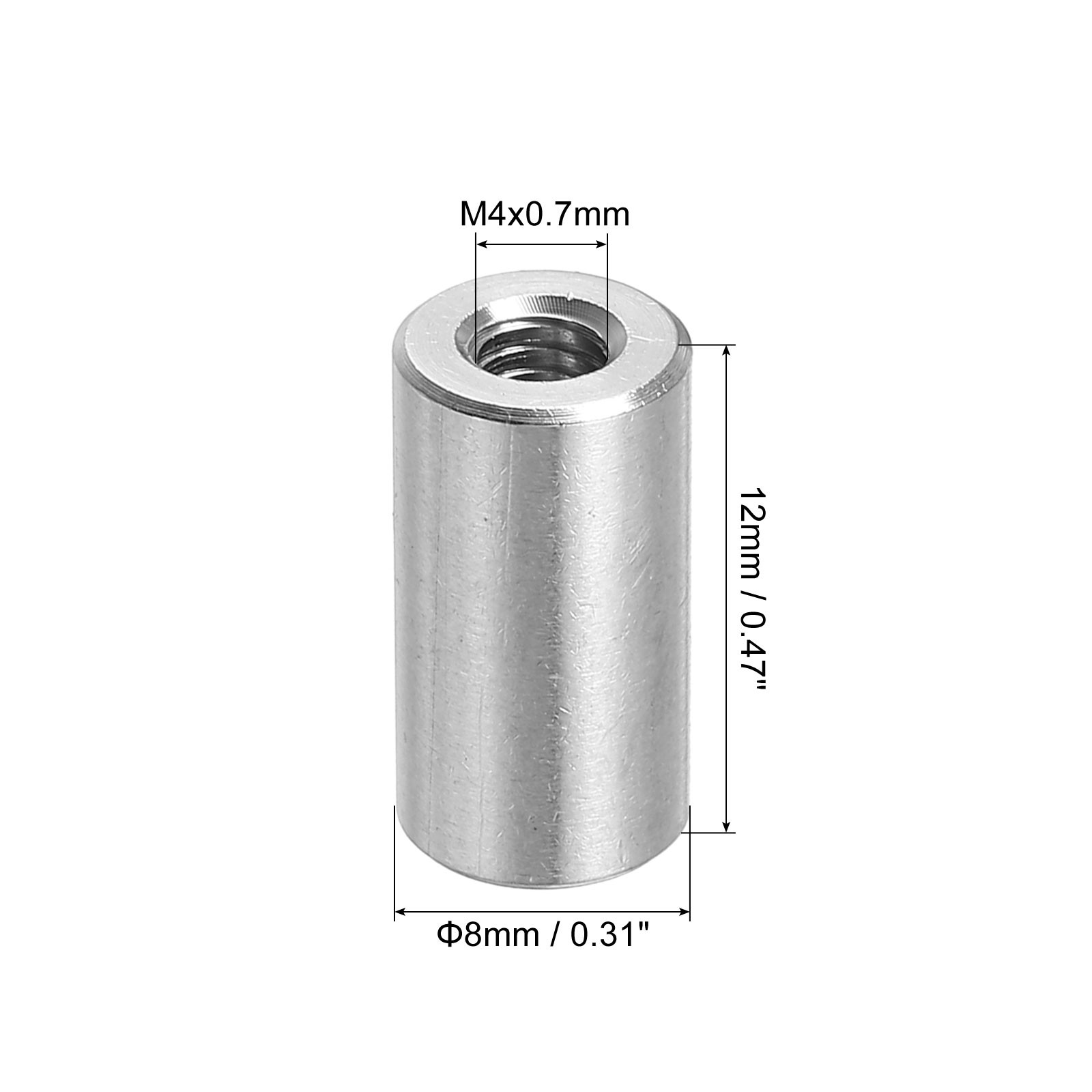 10Pcs Round Connector Nuts, M4x12x8mm Coupling Nut Sleeve Rod Bar Stud Nut