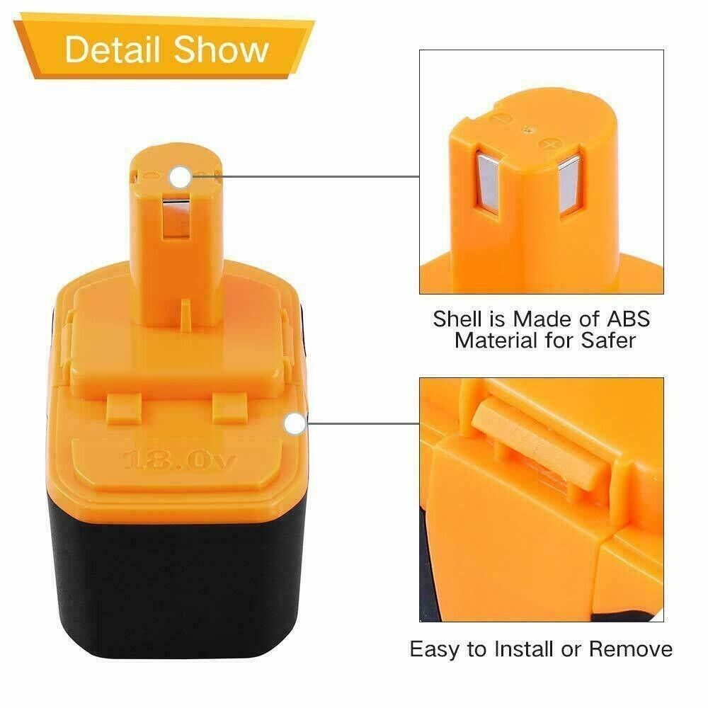 1-2Pack for Ryobi Battery/Charger Replace 18V PLUS 4.8Ah NIMH P100 P117 ABP1801