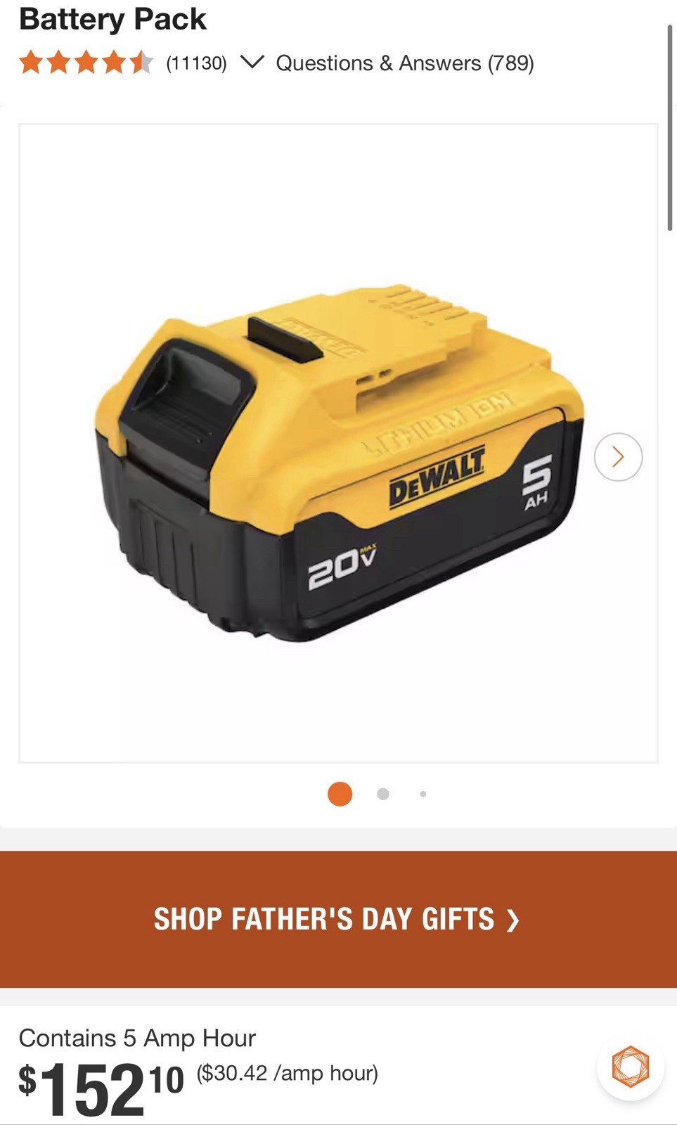 DEWALT 20V MAX Lithium-Ion (Li-Ion) 5Ah Battery Pack, Yellow