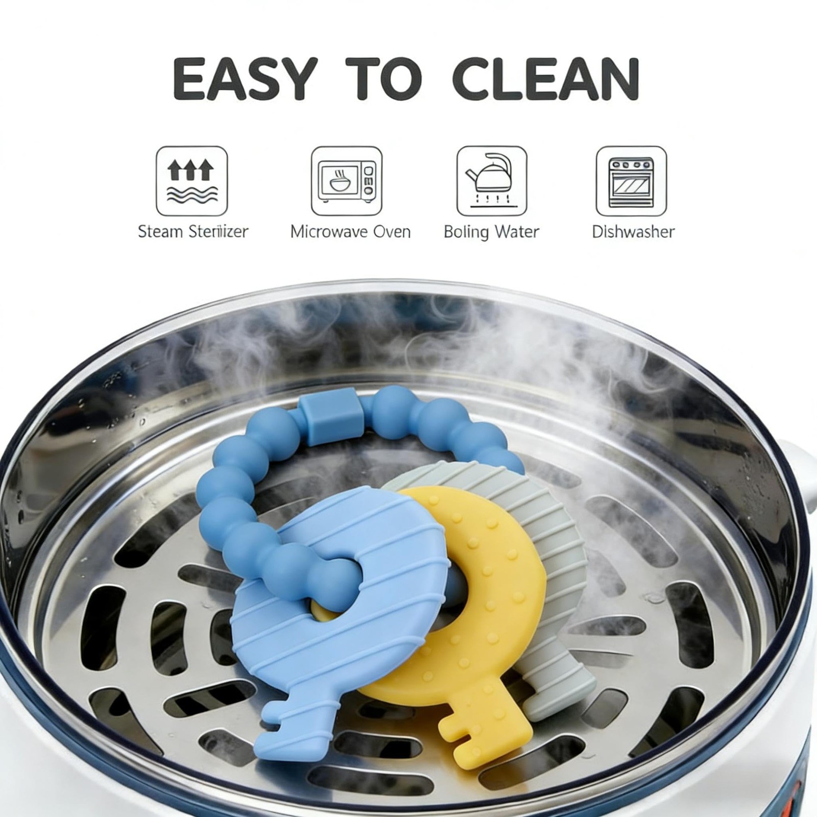 Baby Keys Teether Toys,Silicone Teething Toys for 3+ Months,Teething Keys Toy fo
