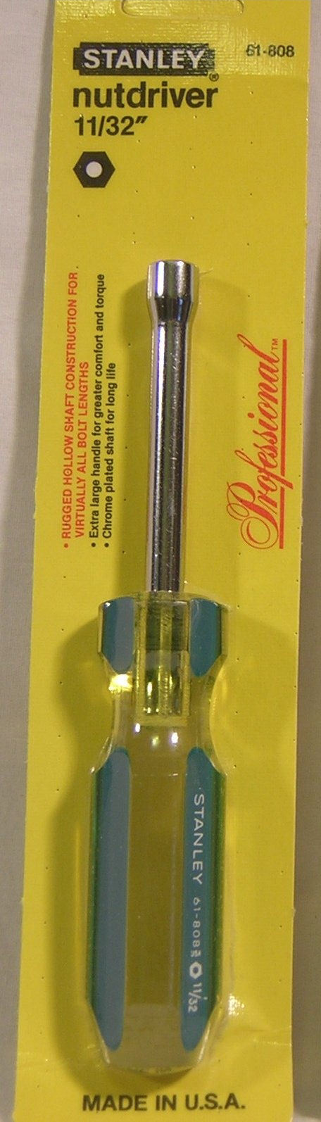 NEW Manufacture Package PROFESSIONAL STANLEY TOOL 11/32 in NUTDRIVER Made In USA