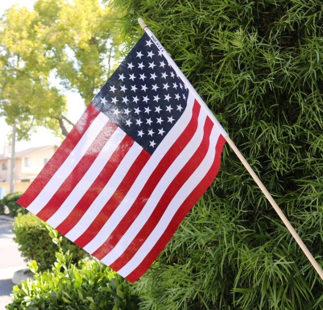 12 x 18 American Stick Flag large size with 30″x3/8″ Wood Staff Heavy duty