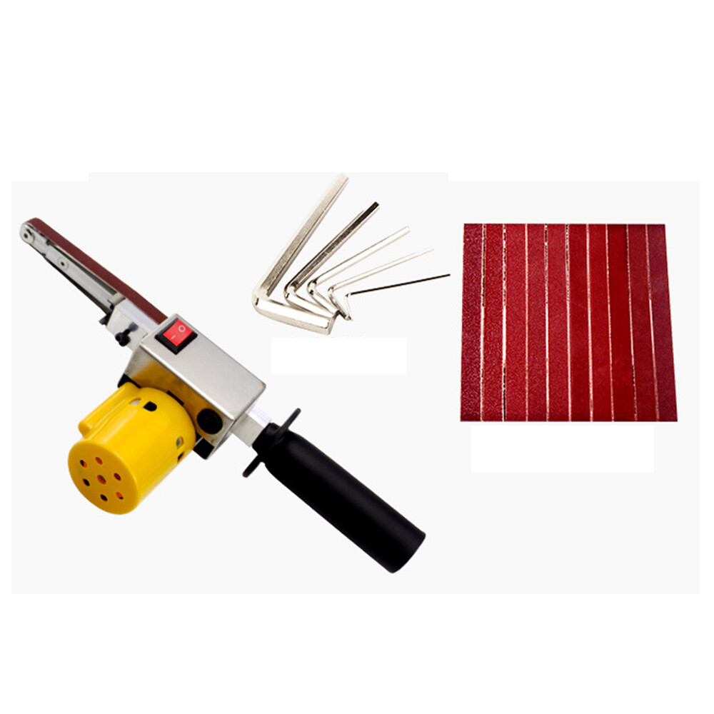 Electric Belt Sander Mini Grinder Machine Hand-held Belt Sander&10 Sanding Belts