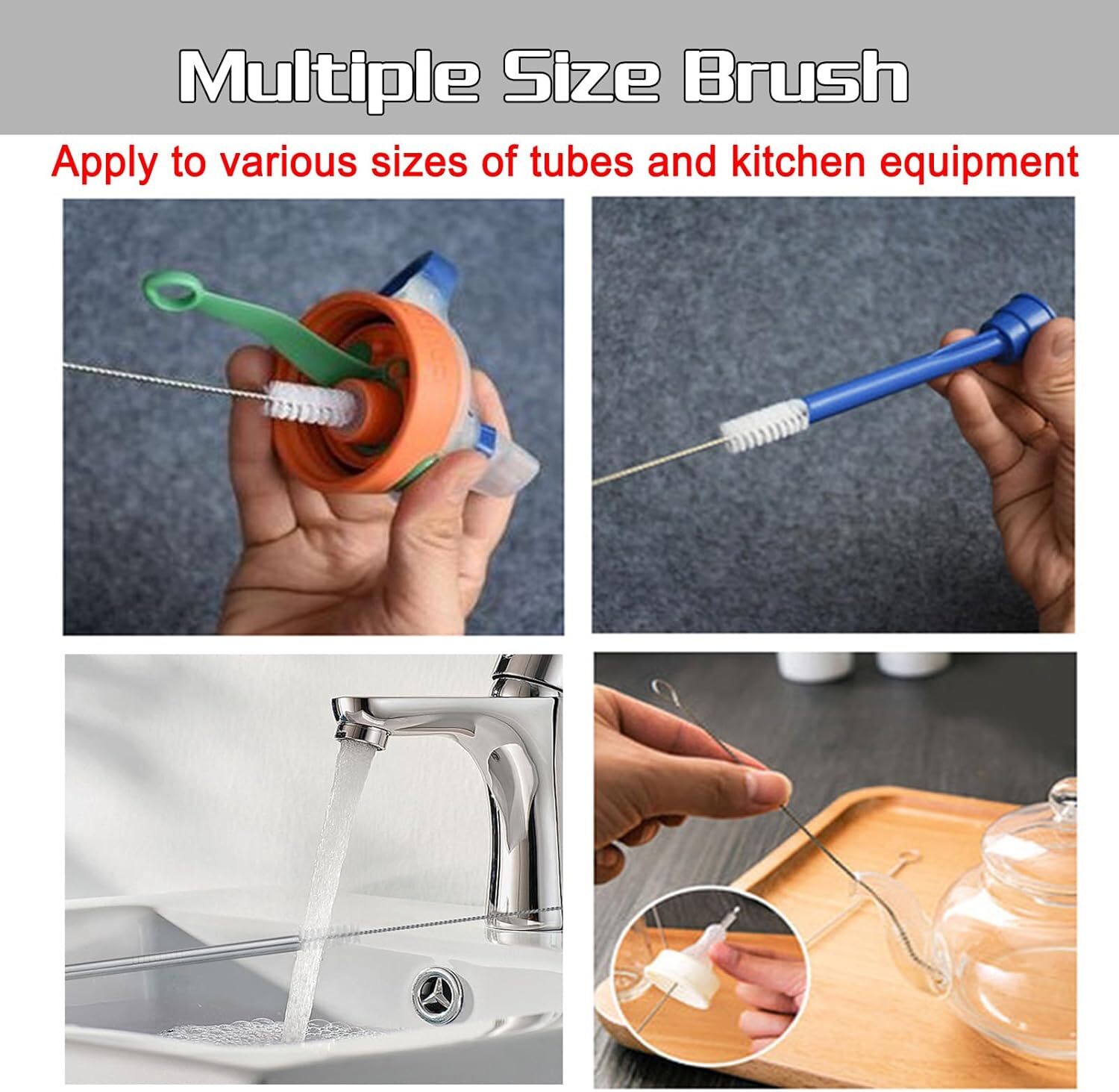 US Nylon Straw Brush Cleaner Bottle Tube Pipe Small Long Cleaning 1-10Set