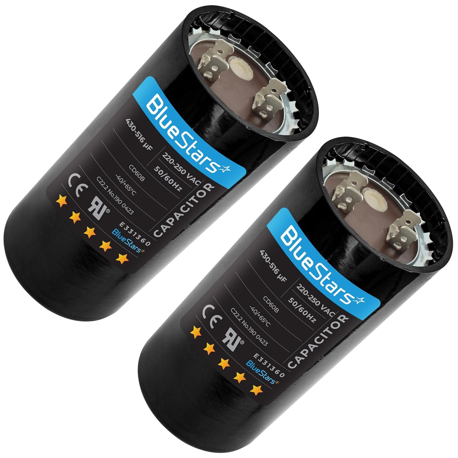 [2025 Upgraded] BlueStars 2 Packs 430-516 uf/MFD 220-250 VAC ±20% Volts…