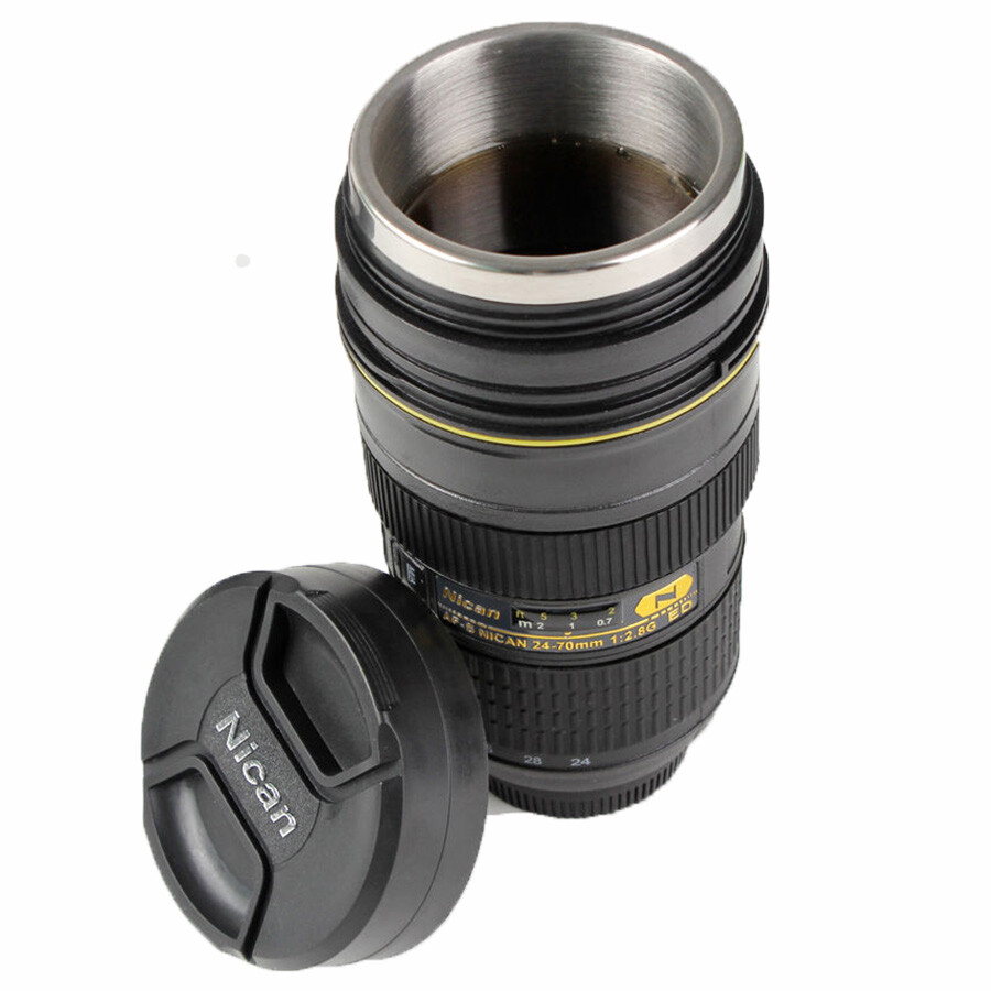 Camera Lens Coffee Mug Stainless Steel Thermos Cup Photographer Gifts Travel Mug