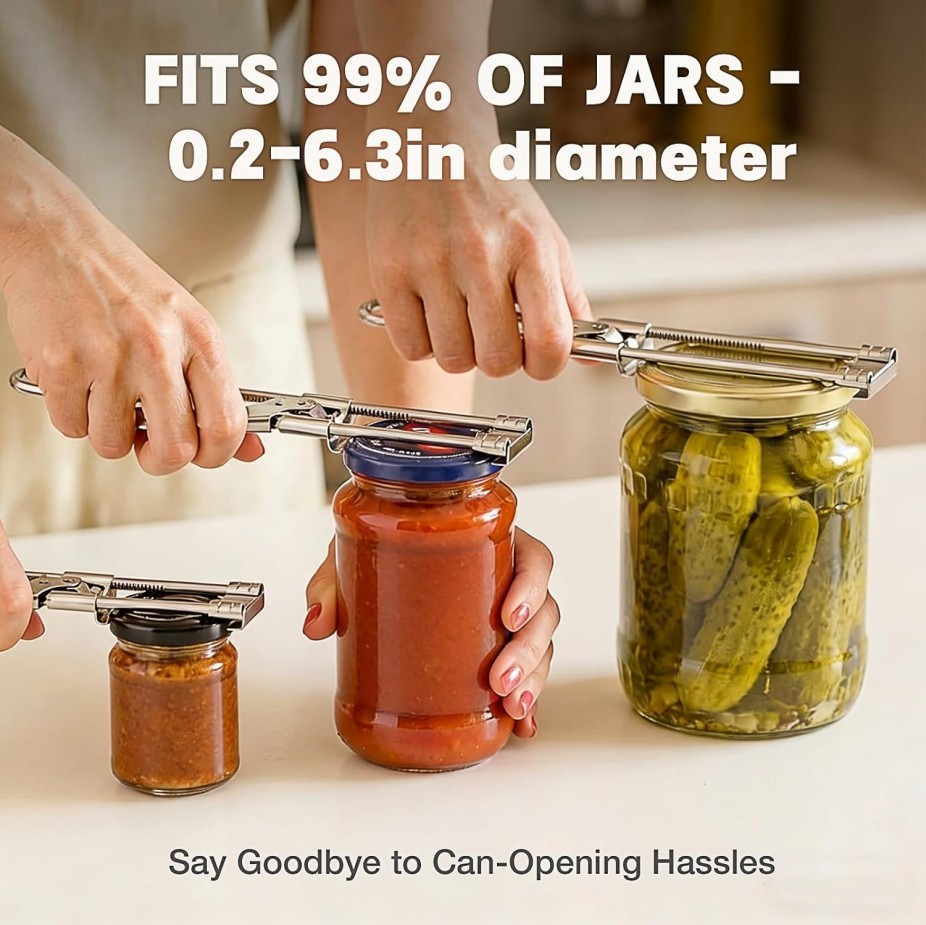 2PCS Adjustable Jar & Bottle Opener Set, Stainless Steel Lid Gripper +##–