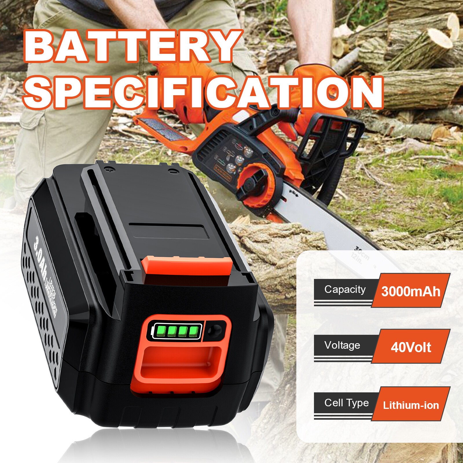 4.0AH 40Volt Lithium Battery/Charger For Black Decker 40 Volt Max LBXR36 LBX2040