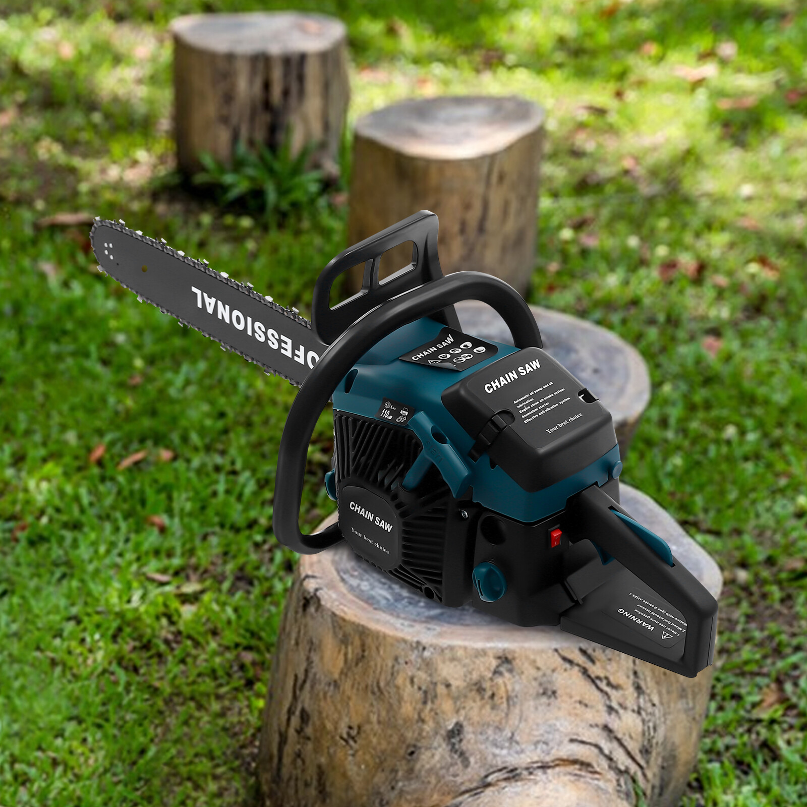 58CC Gas Powered Chainsaw with 20” Guide Bar Saw Chain 2-Stroke Engine Cut Wood