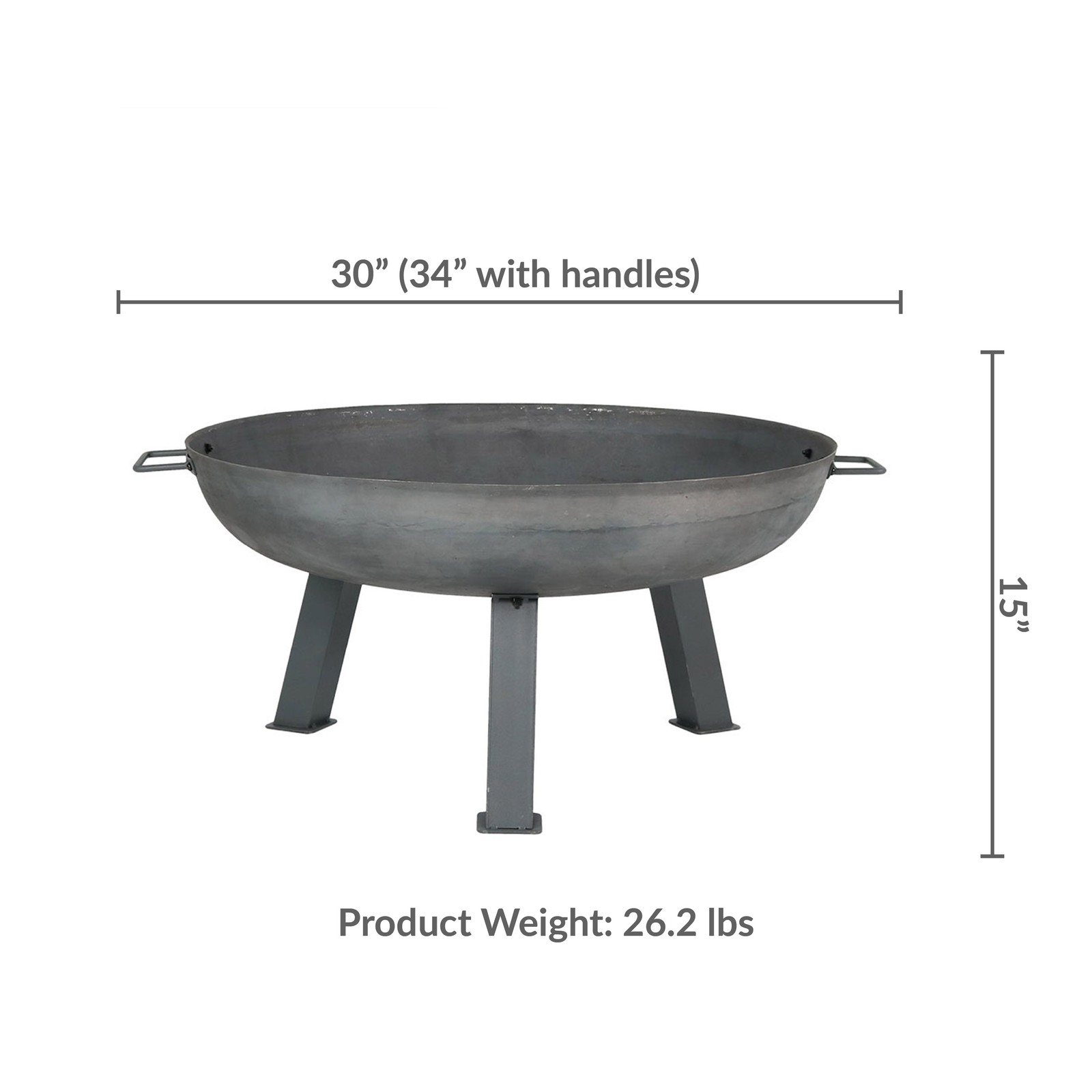 30 in Rustic Cast Iron Outdoor Raised Fire Pit Bowl – Steel by Sunnydaze