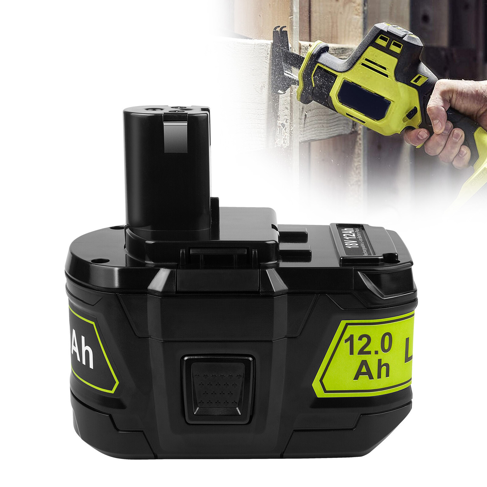 12AH Battery For RYOBI P108 18V For One Plus High Capacity Battery Lithium-ion