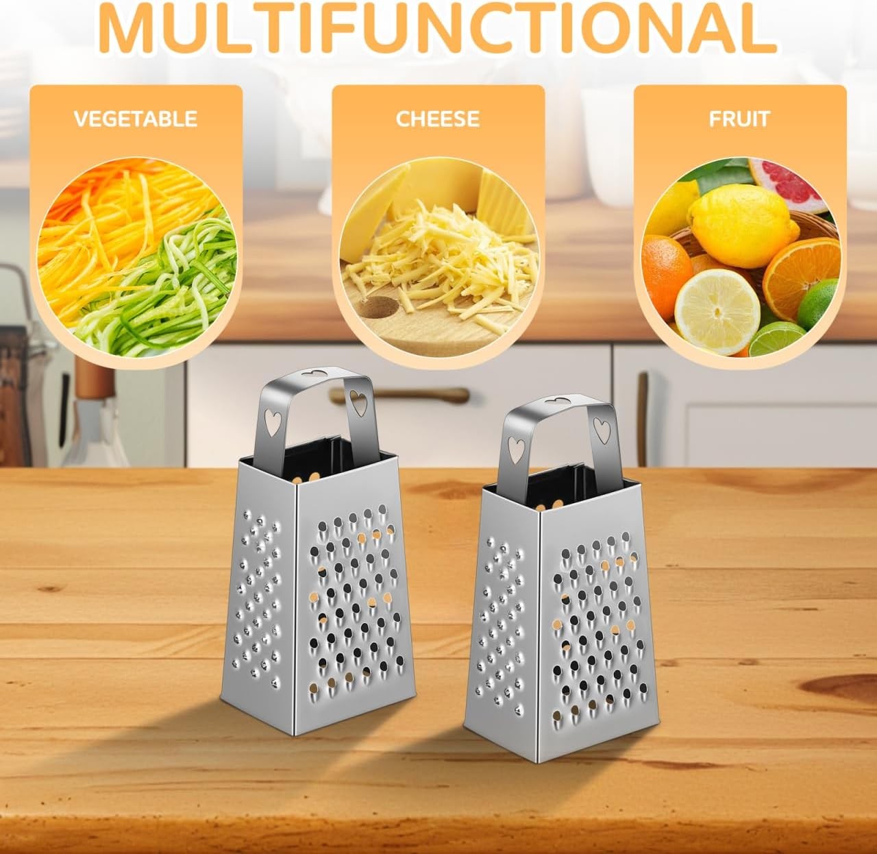 6pcs Mini Cheese Grater Set Stainless Steel 4-Sided Box Grater for Garlic Ginger