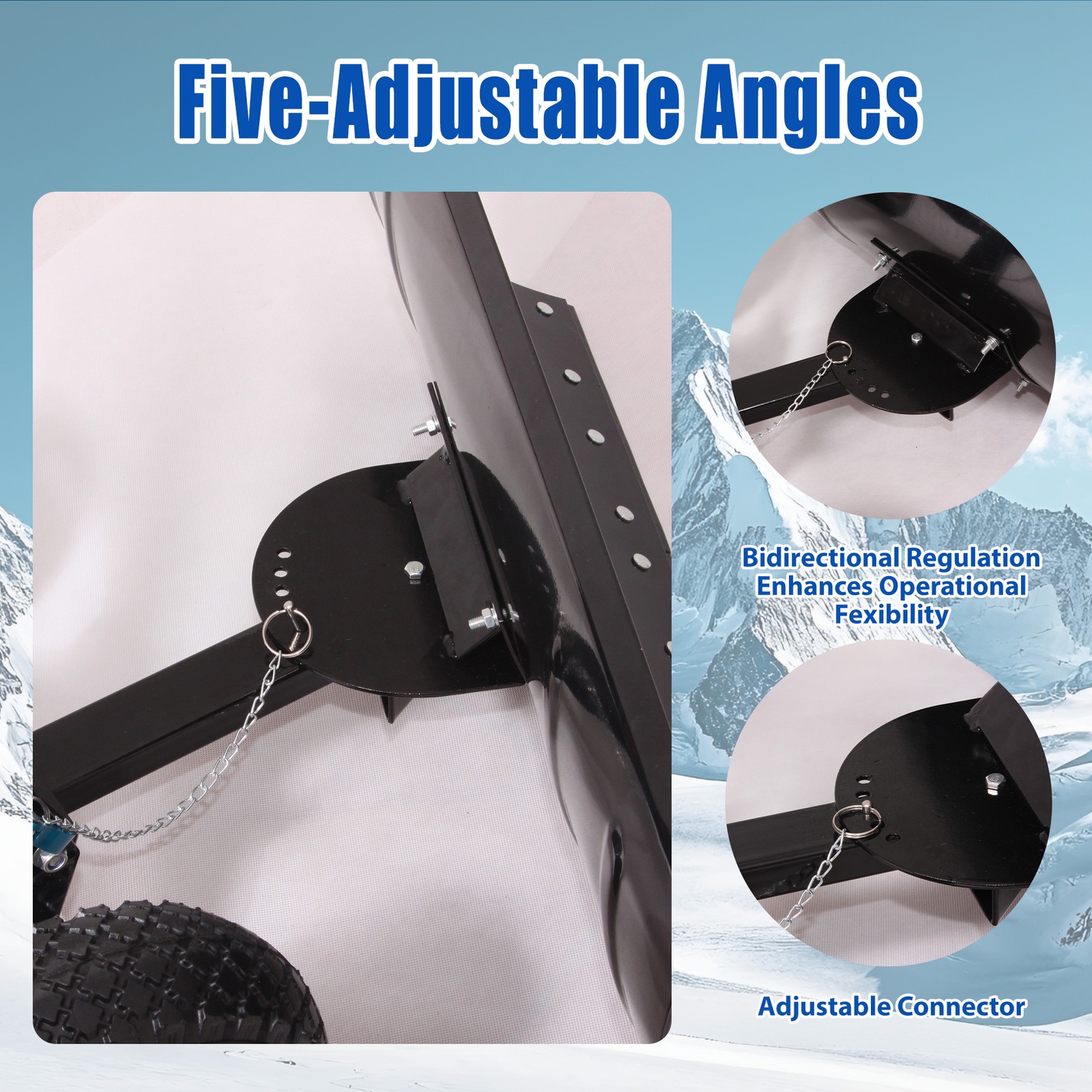 Snow Shovel Pusher w/ Adjustable Handle & Wheels for Driveway Snow Removal New
