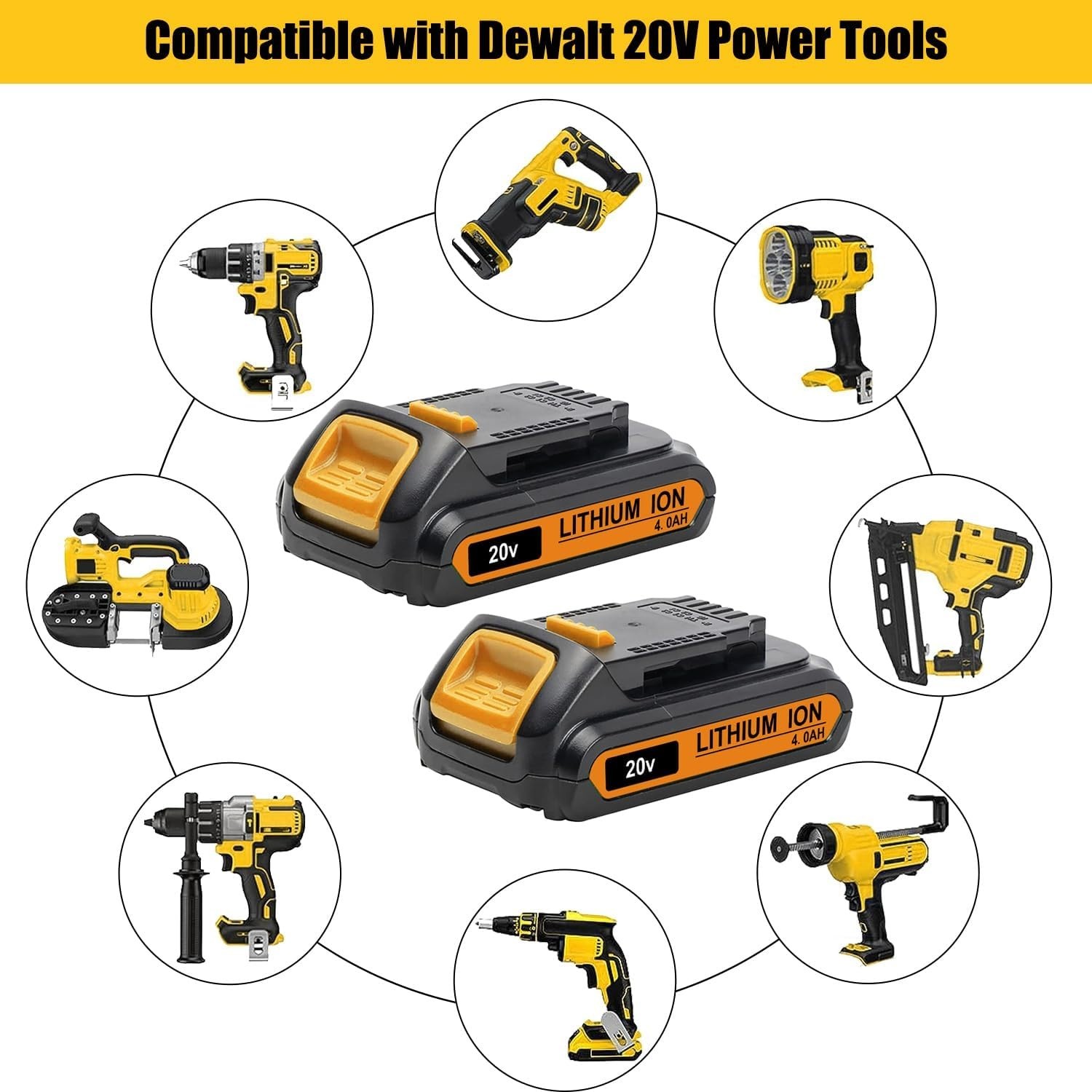 2 PACK FOR DEWALT 20V 20 VOLT MAX XR 4.0AH LITHIUM-ION BATTERY DCB203-2 DCB201-2