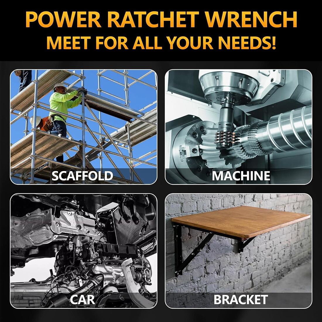 Brushless Cordless Electric Ratchet Wrench 3/8″ for Dewalt 20V Li-Ion Battery