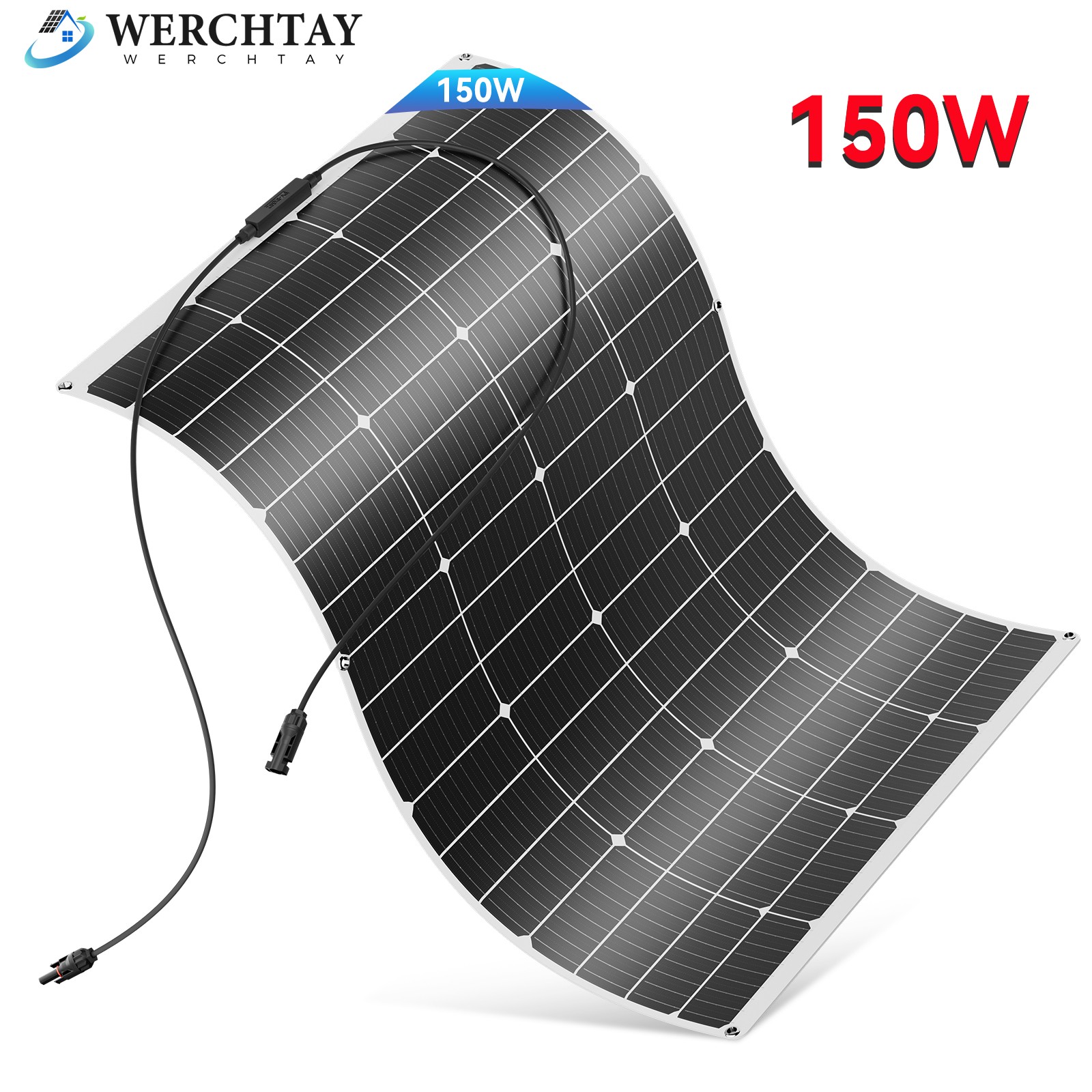 150W Flexible Solar Panel RV Rooftop Cabin Car Boat Home Camping Portable PV