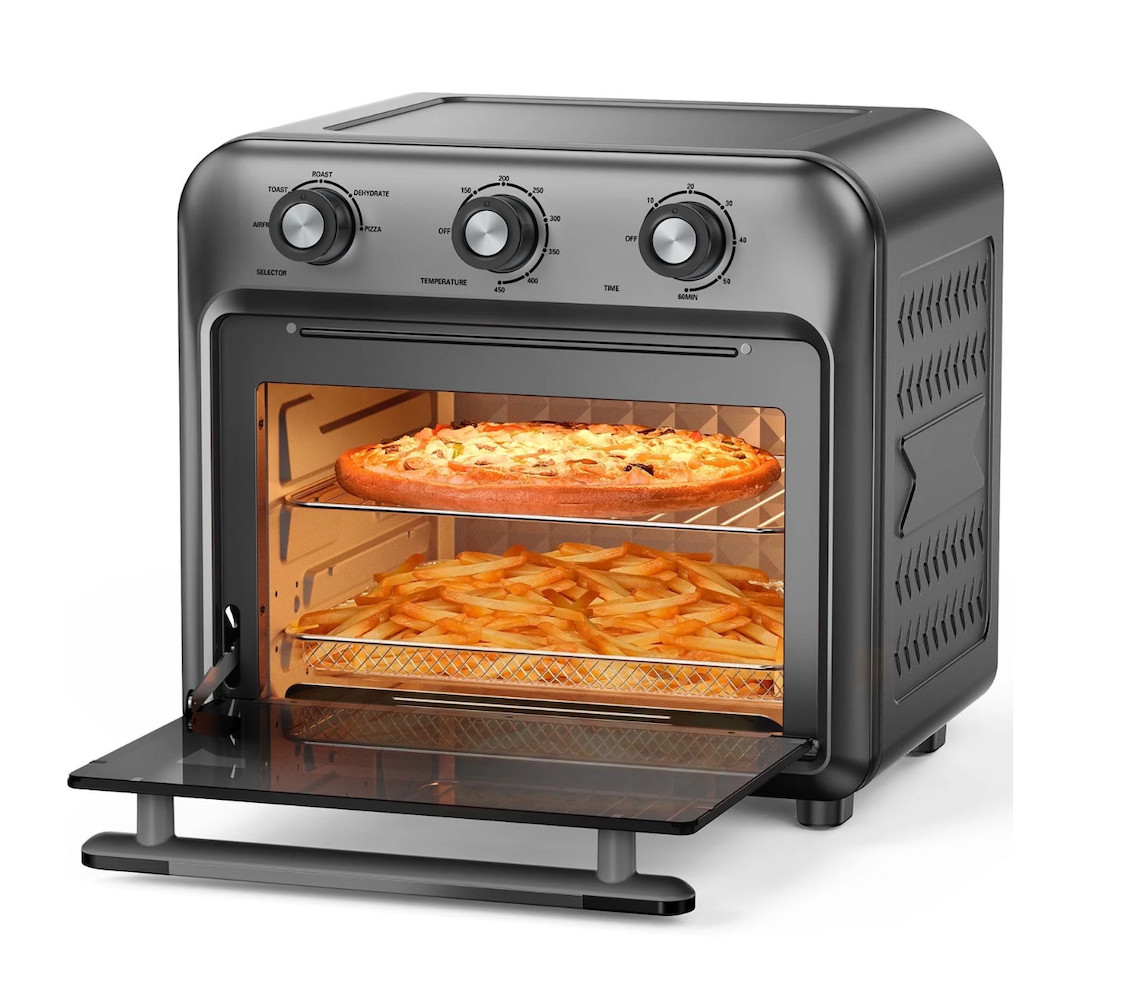19QT Air Fryer Toaster Oven With Convection, 5 in 1 Oil Free Cooker, 1500W Black