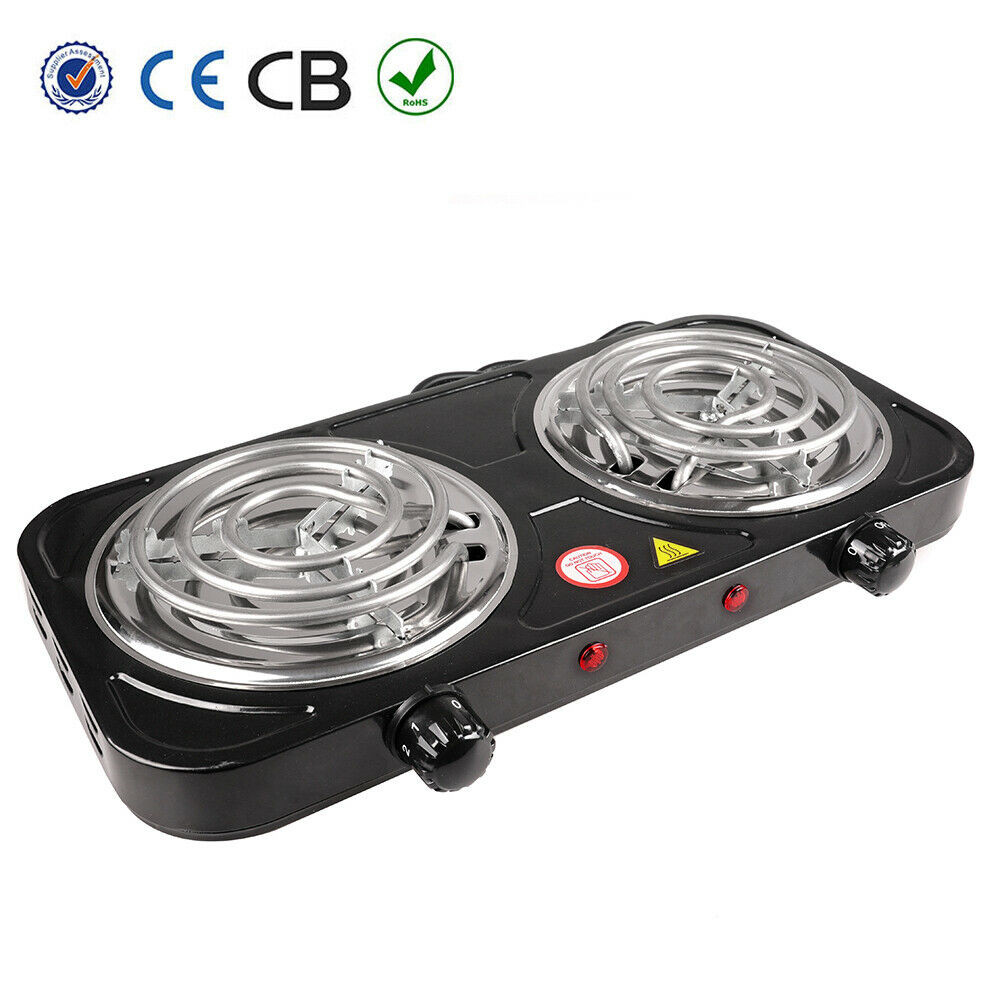 2000W Portable Kitchen Electric Double Burner Hot Plate Cooktop Cooking Stove