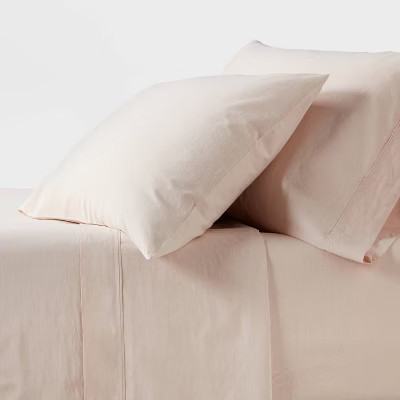Threshold 250 Thread Count Organic Cotton Percale 4-Piece Sheet Set