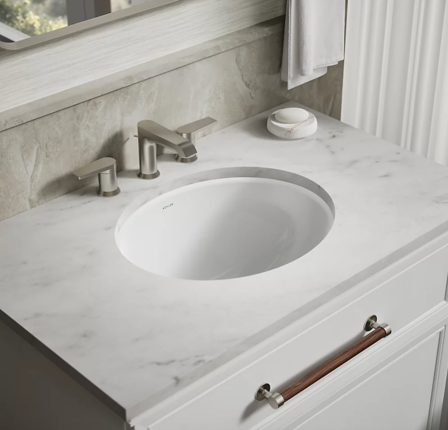 Kohler K-2205-0 Caxton 17×14 Oval Undermount Bathroom Sink White