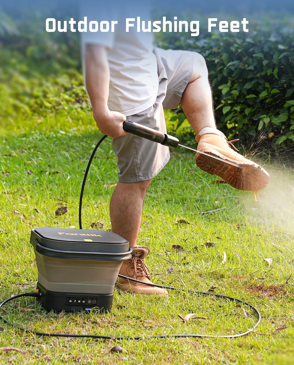 Fanttik NB8 Fold Cordless Electric Pressure Washer w/3.2Gal Tank, 5-in-1 Nozzle,