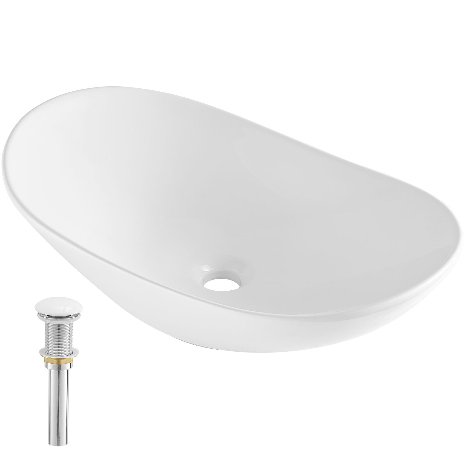Modern Oval White Ceramic Vessel Sink 23.3×14.2in