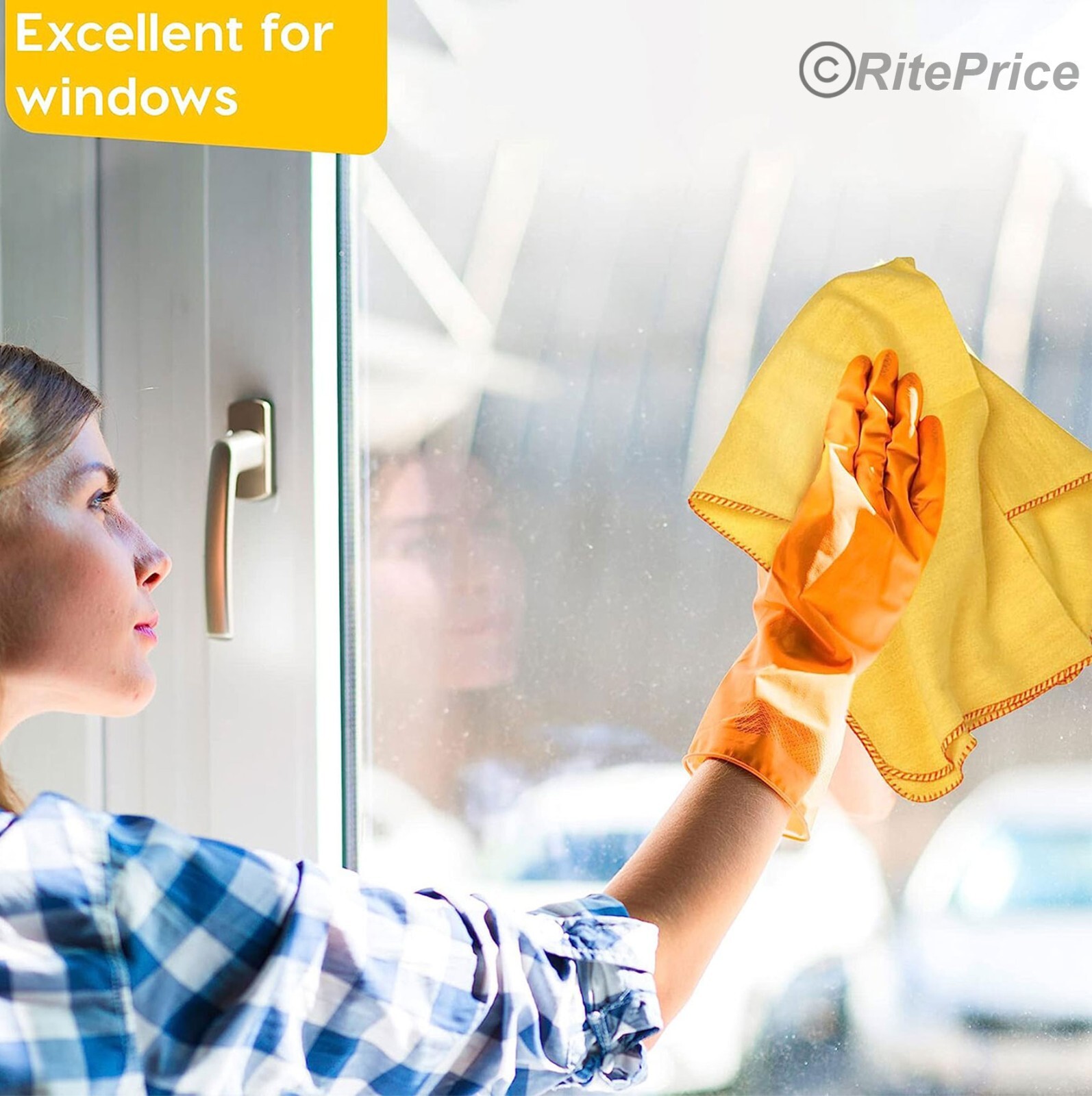 6 PCS 100% Pure Cotton Yellow Multi-Purpose Dusters Cleaning Cloths (2 Pack)-New