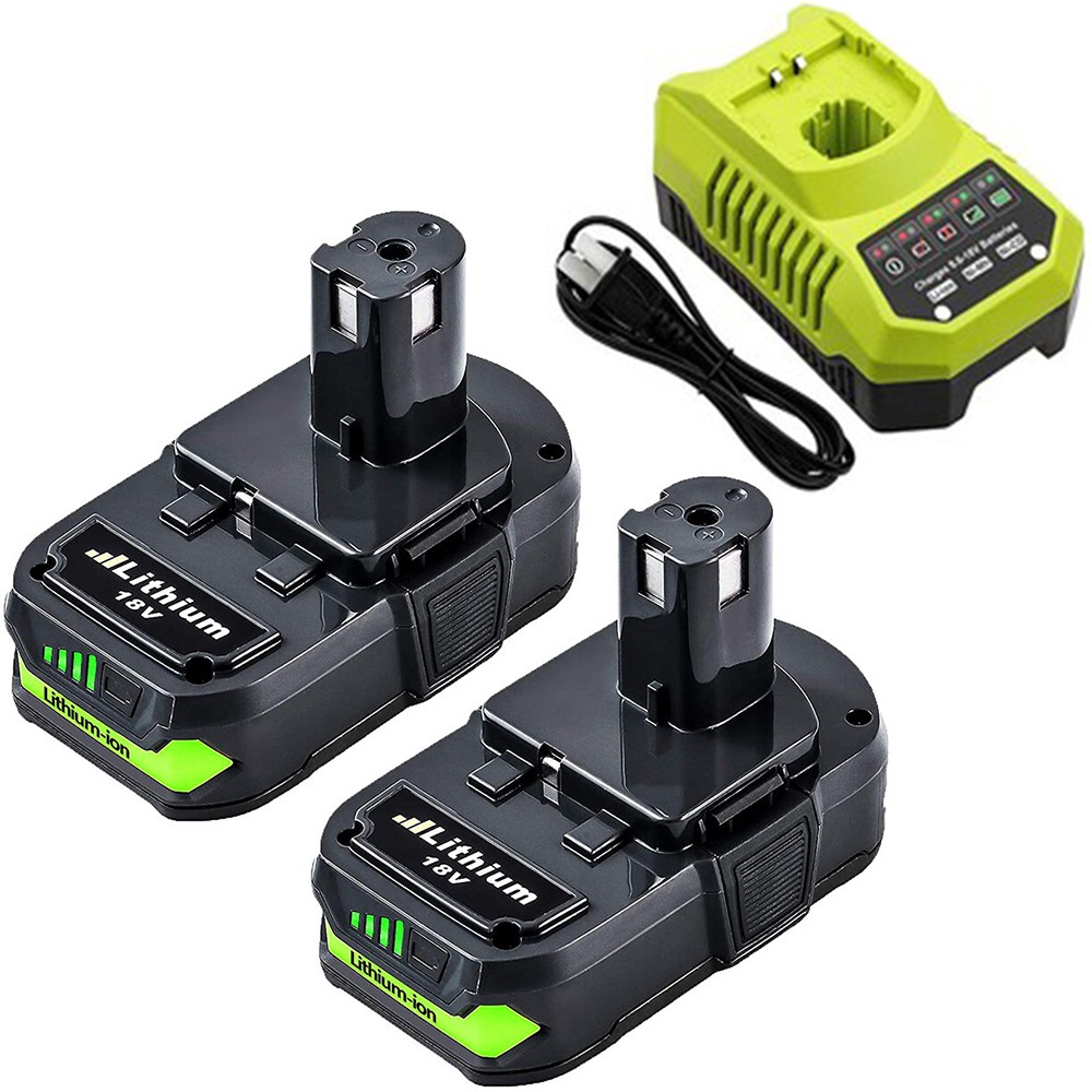 2Pack 18Volt P102 Replace for Ryobi 18V Batteries and Charger Combo for 18 Volt