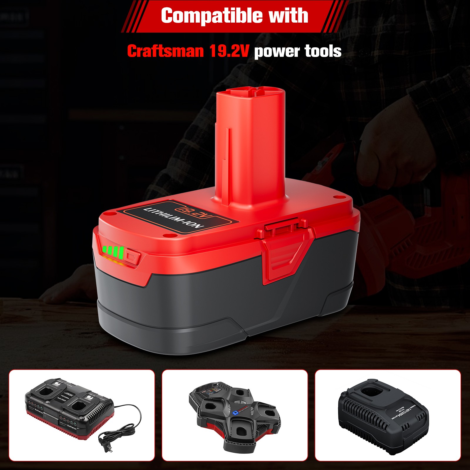 2/10pack 8000mAh Battery for Craftsman 19.2V 11375 C3 130279005 11375, 11376