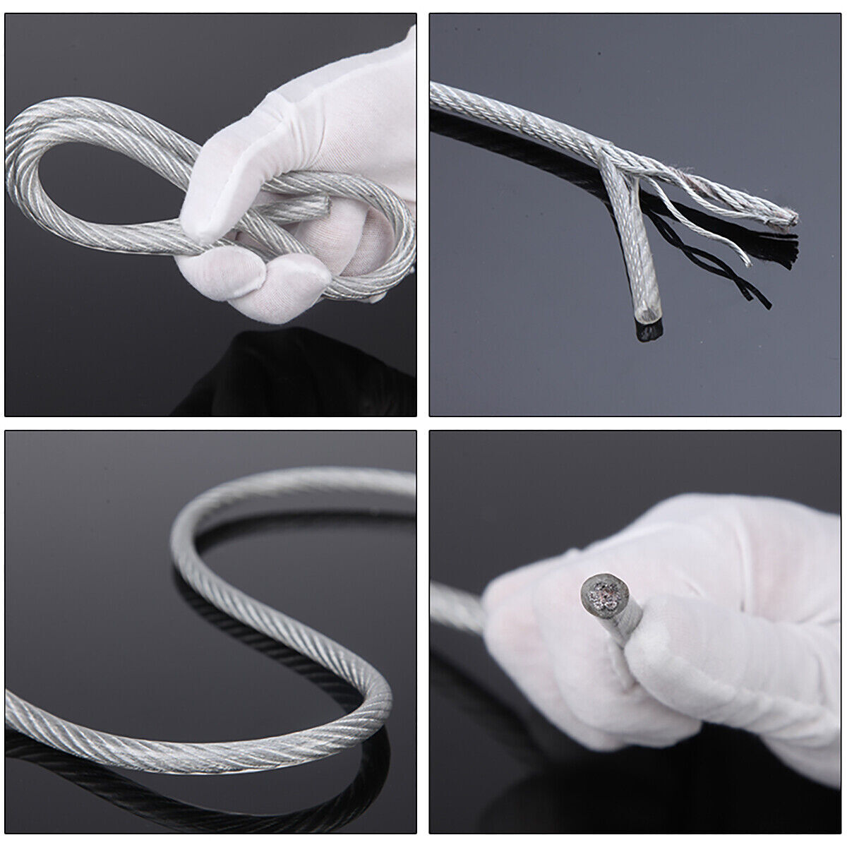 Clear Coated Steel Wire Rope Cable 0.38 mm To 12 mm PVC Plastic Coated Rigging
