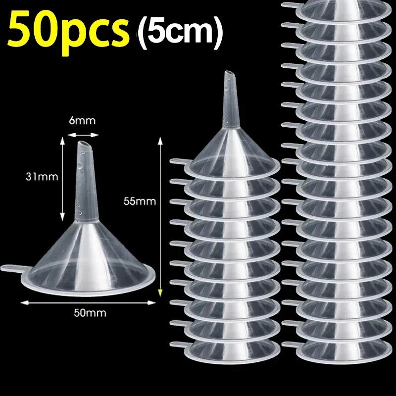 2-50Pcs Mini Funnel 3/5cm Transparent Liquid Oil Funnel Small Mouth Funnel Schoo