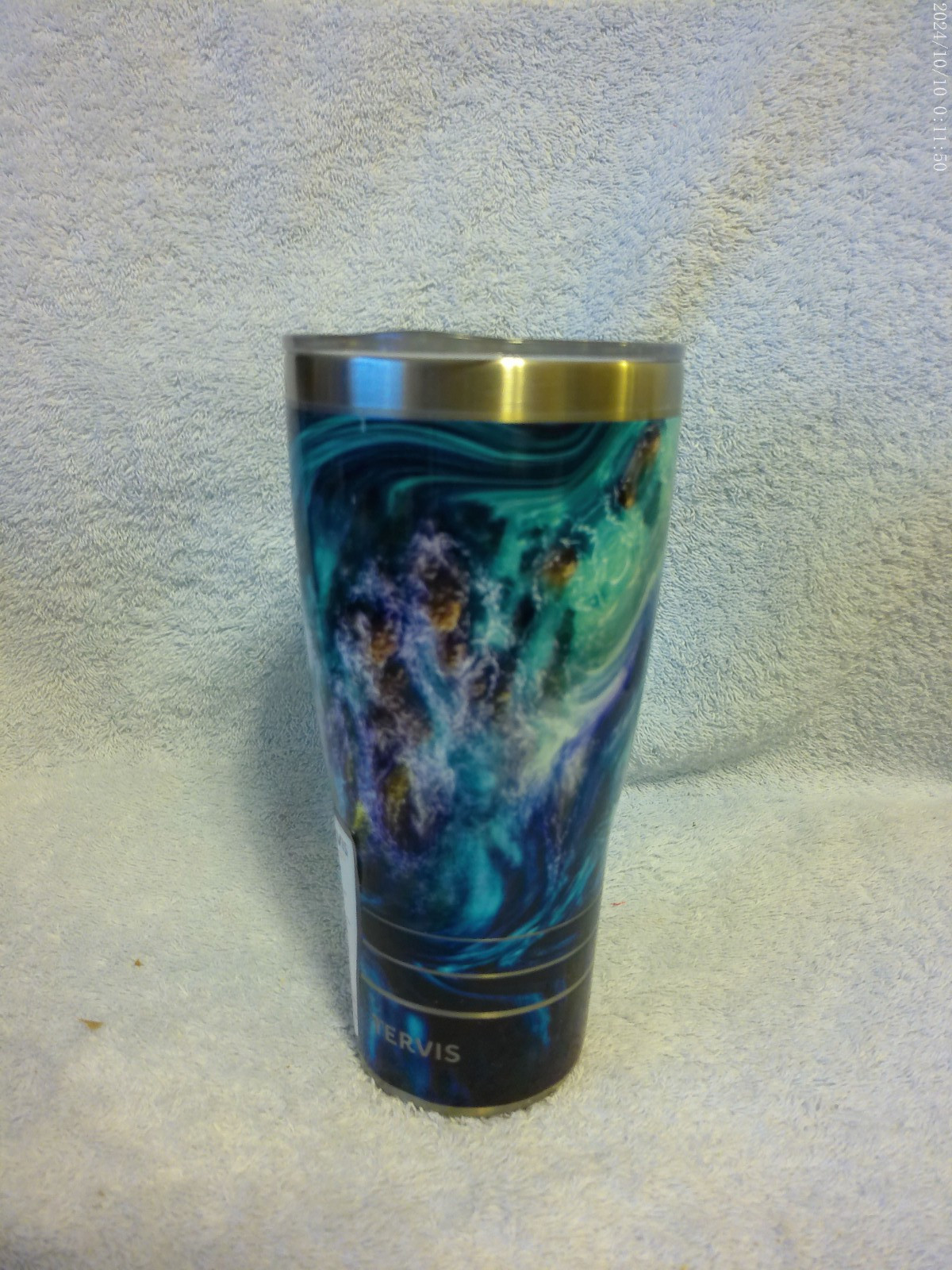 Tervis Stainless Drink Tumbler 30 Oz. Teal Splash V3 8Hrs. Hot 24 Hrs. Cold New
