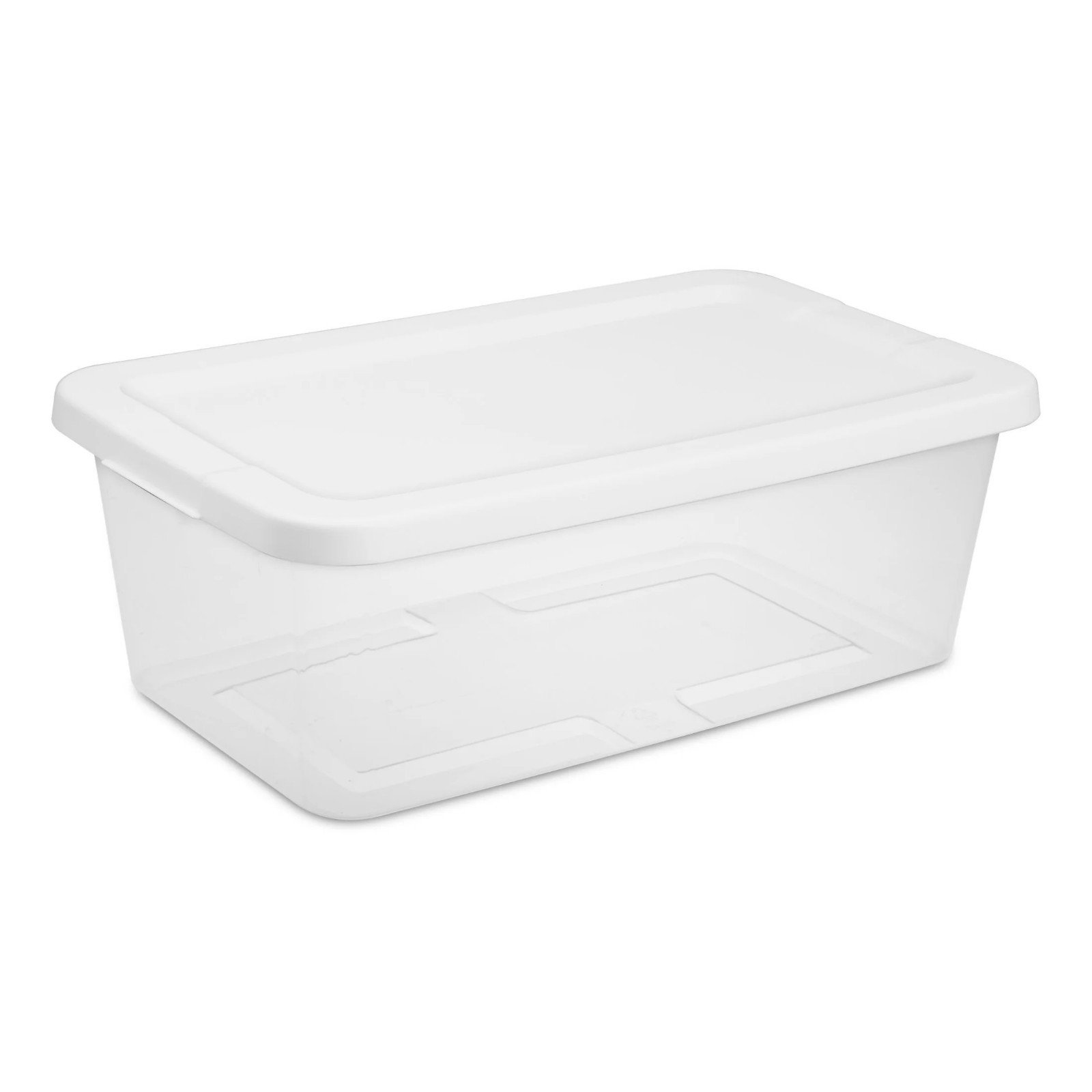 Sterilite 6 Qt Clear Storage Bin, Snap-on White Lid, 10-Pack, Stackable Plastic