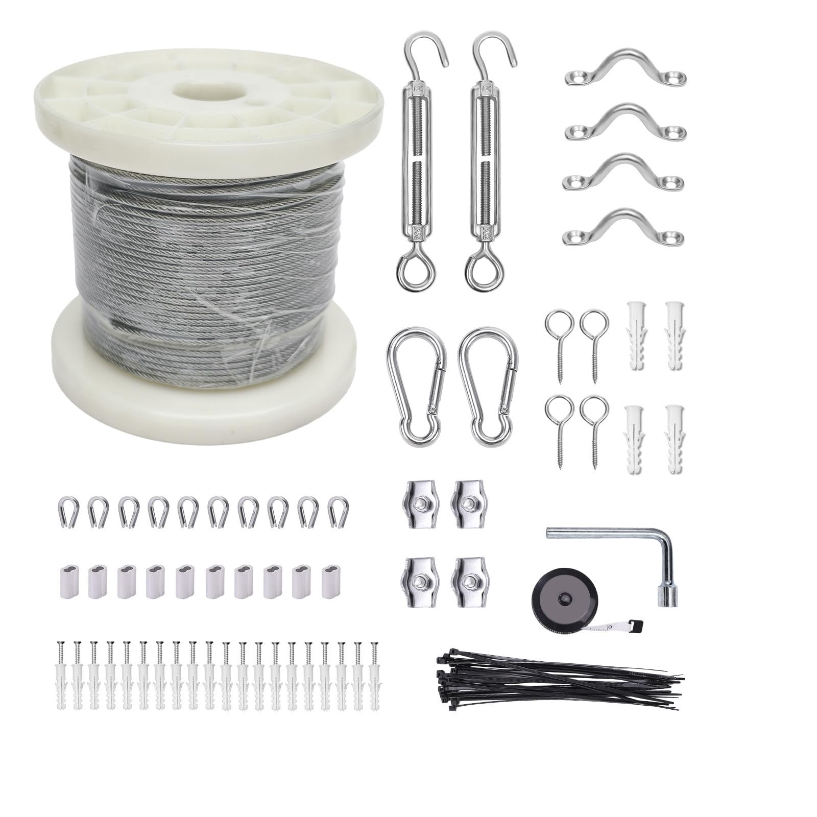 1/8″ Wire Cable Rope Kit ，Vinyl Coated 304 Stainless Steel Wire – 1
