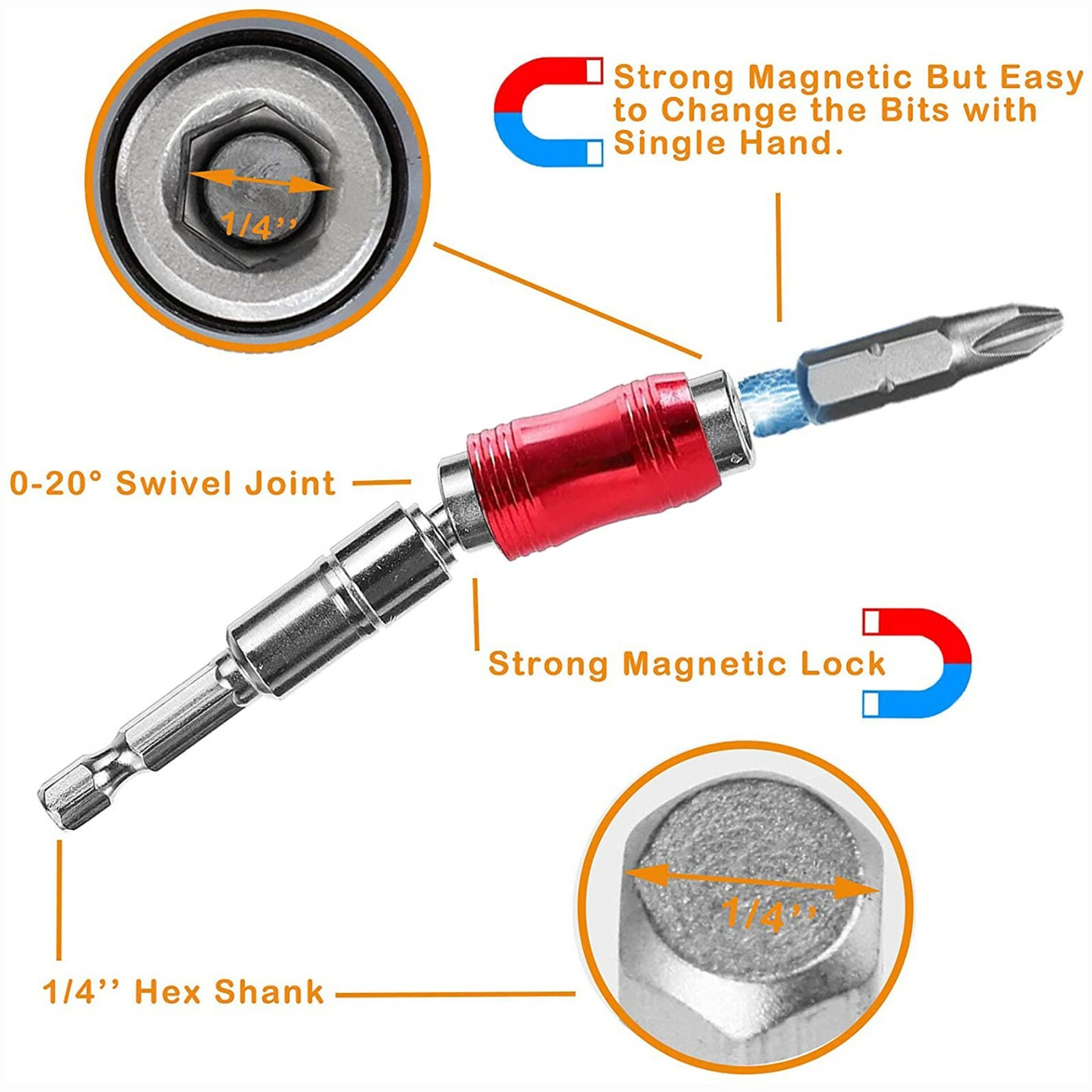 1/4 Hex Shank Quick Release Magnetic Screwdriver Extension Holder Drill Bit