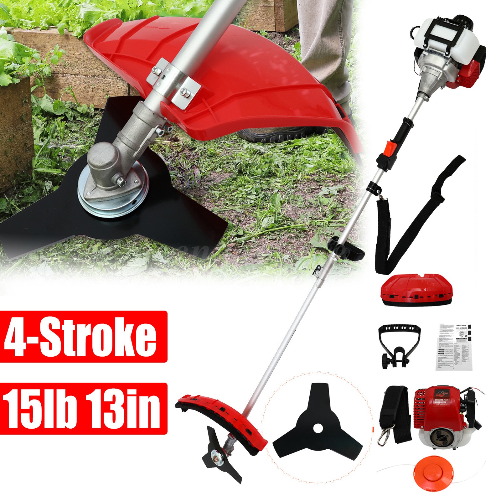 Gas Weed Eater 31cc 15lb 13″ Straight Shaft Trimmer Gas Powered Straight Shaft