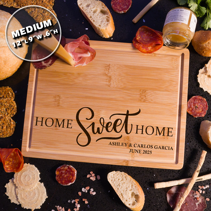 Custom Personalized Engraved Bamboo Cutting Charcuterie Board Home Housewarming