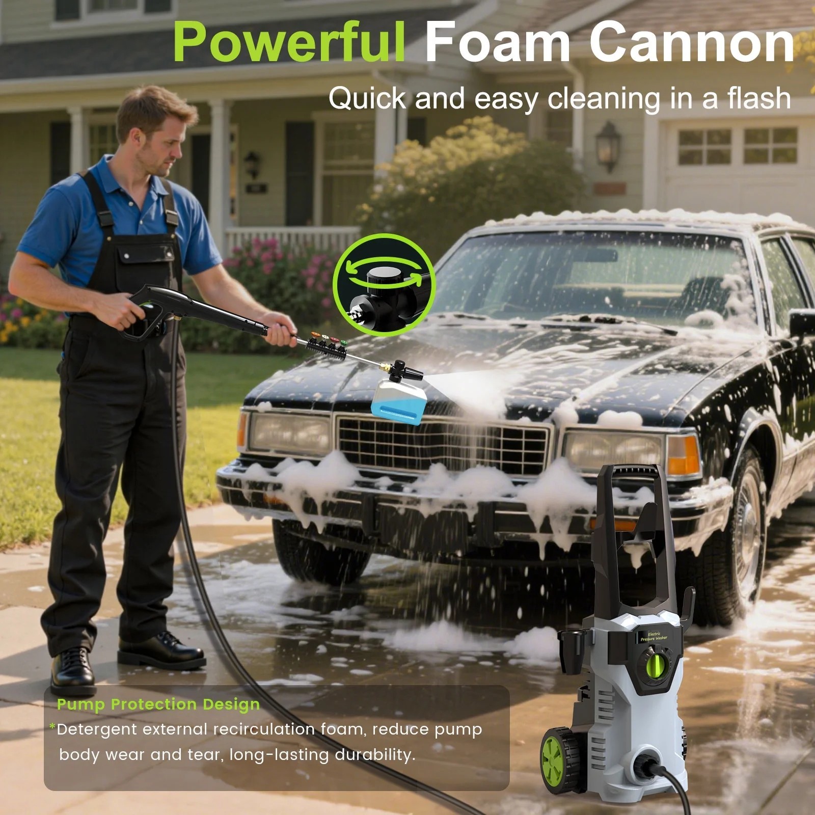 Electric Pressure Washer 4 Quick Nozzles High Pressure Cleaning Machine Portable