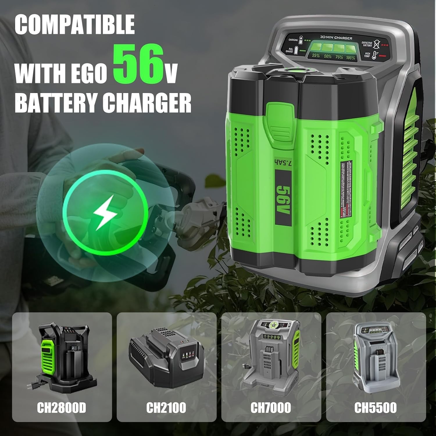 7.5Ah Lithium Battery / Charger For EGO Power+ 56V BA2800 BA2800T BA4200 BA1400