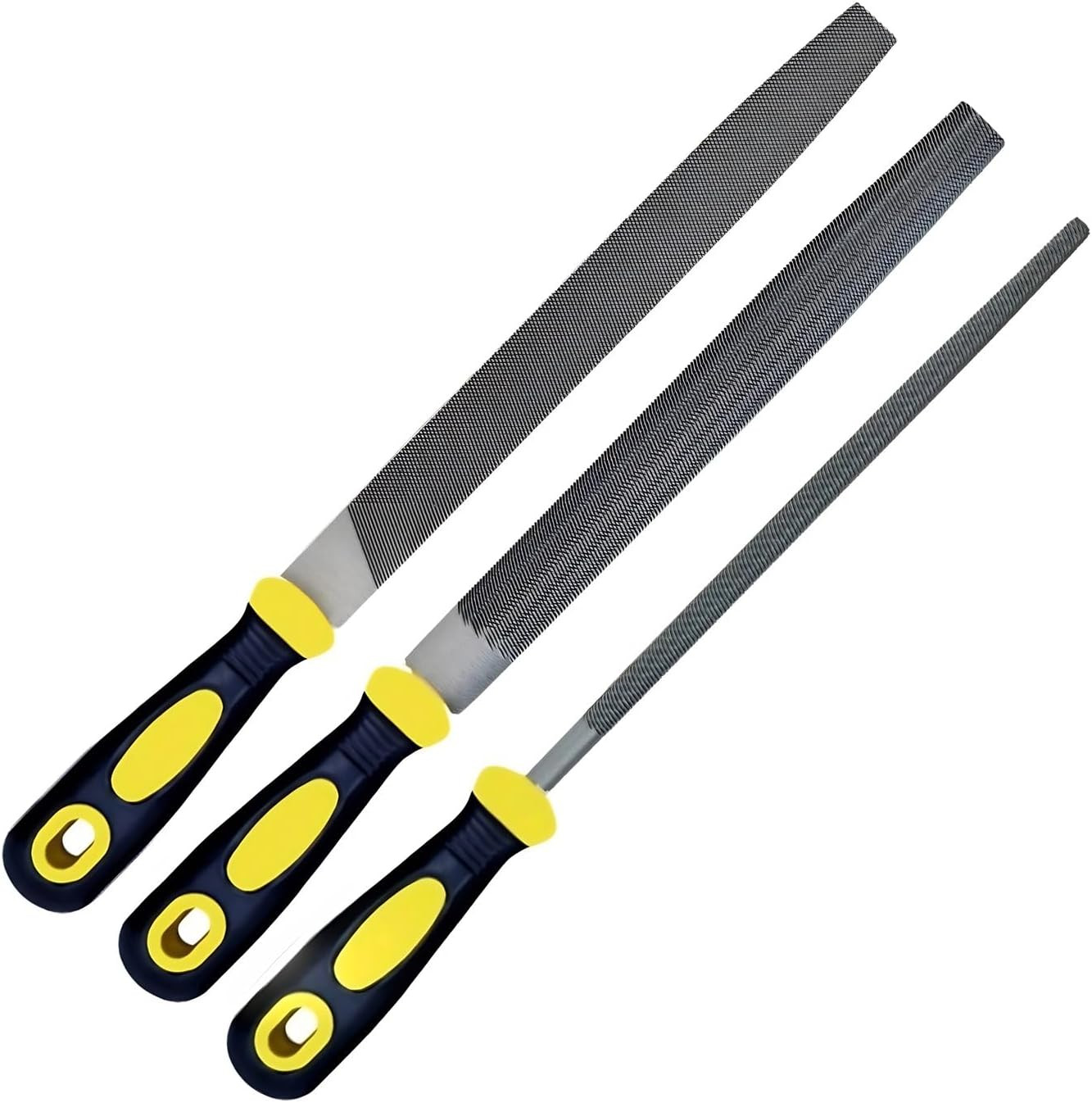 3 Pcs Metal File Set, 8-Inch,Professional High Carbon Steel File, Includes Flat/