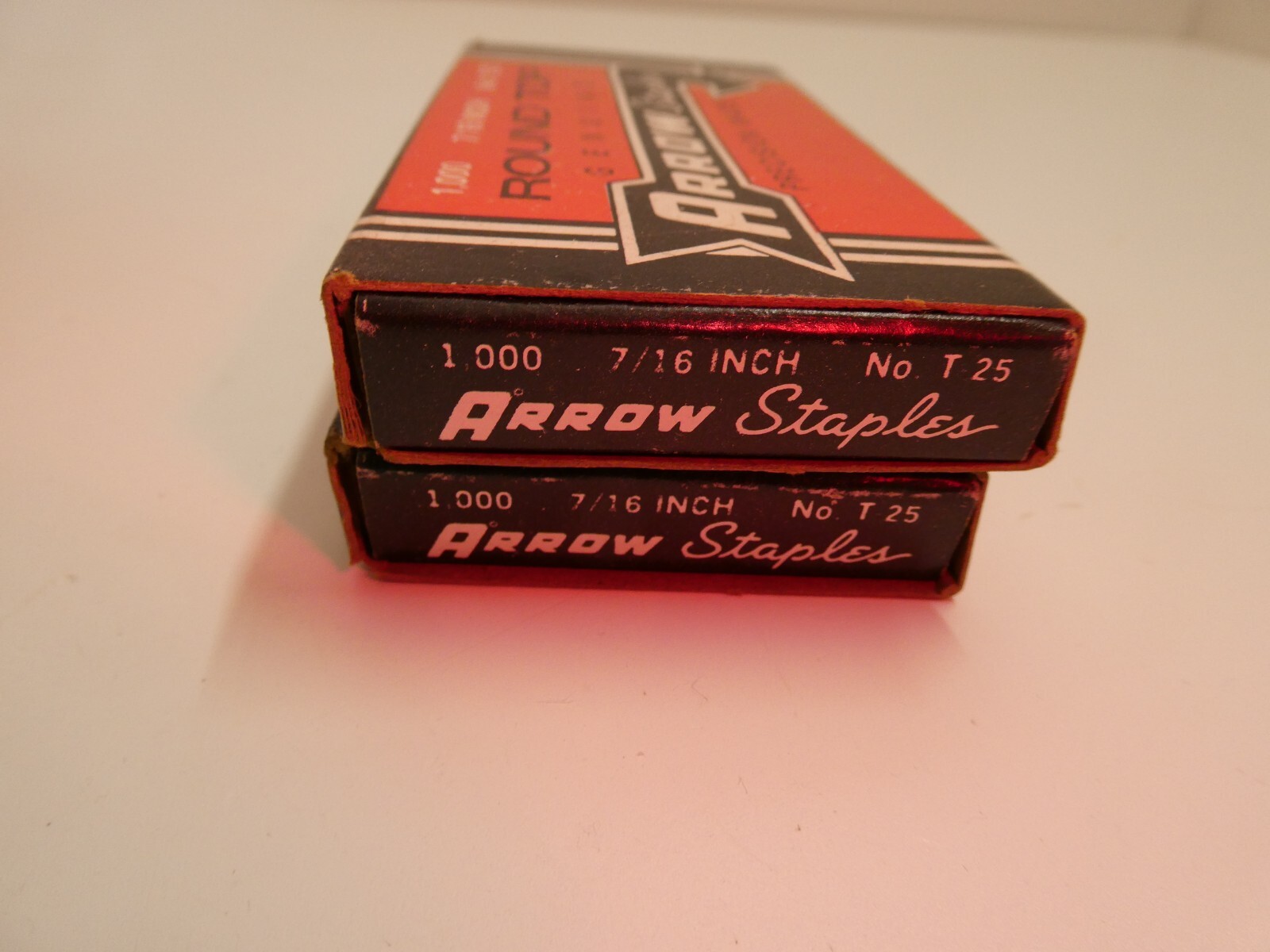 2 VTG NEW ARROW T25 STAPLES 7/16″ 14mm 2000 Staples Round Crown #259 Made in USA